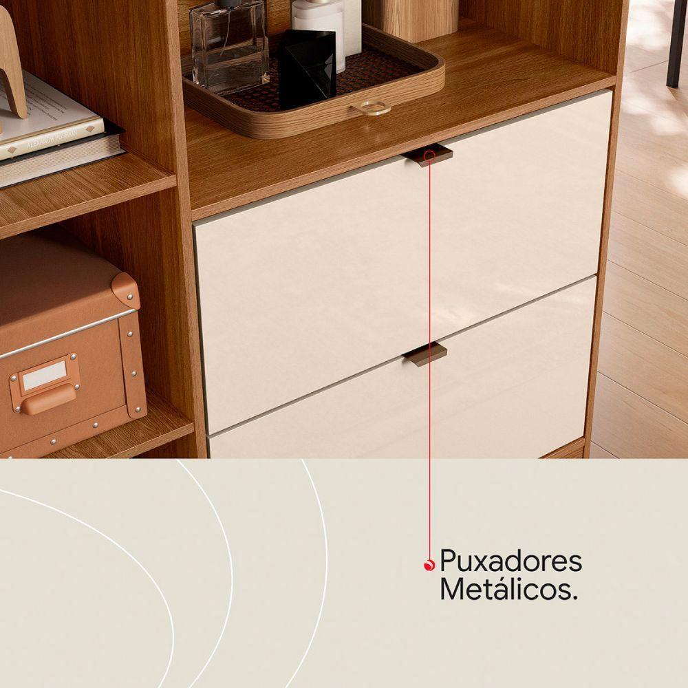 Armário Multiuso Com 2 Portas E 2 Gavetas Com Espelho Joy Amendola Touch/off White - Demóbile - 4