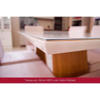 Mesa de Sala Jantar Lins SC93 c/Tampo Madeirado Vidro Reto 160x90cm Nature/Off White - Henn - 3