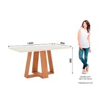 Mesa de Sala Jantar Lins SC93 c/Tampo Madeirado Vidro Reto 160x90cm Nature/Off White - Henn