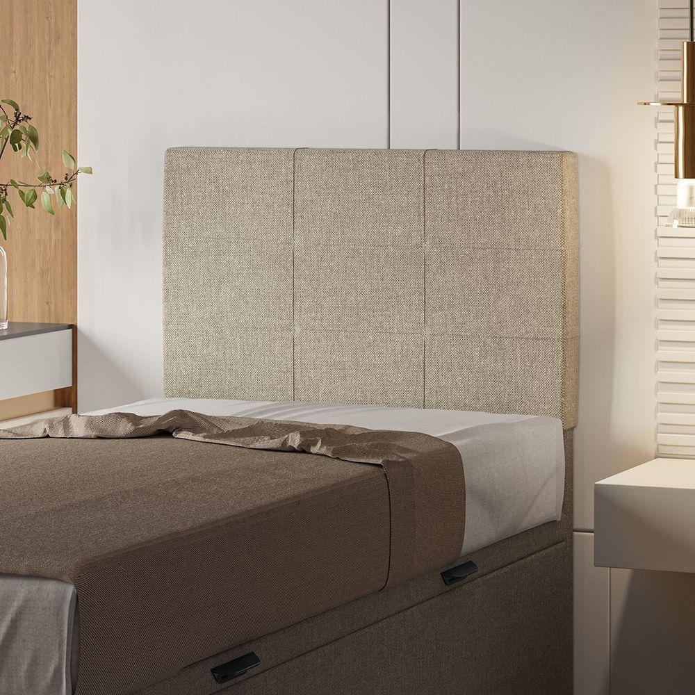 Cabeceira Estofada Solteiro 90 Cm Marte Linho - Skybox Cor Bege - 3