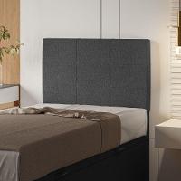 Cabeceira Estofada Solteiro 90 Cm Marte Linho - Skybox Cor Preto - 1