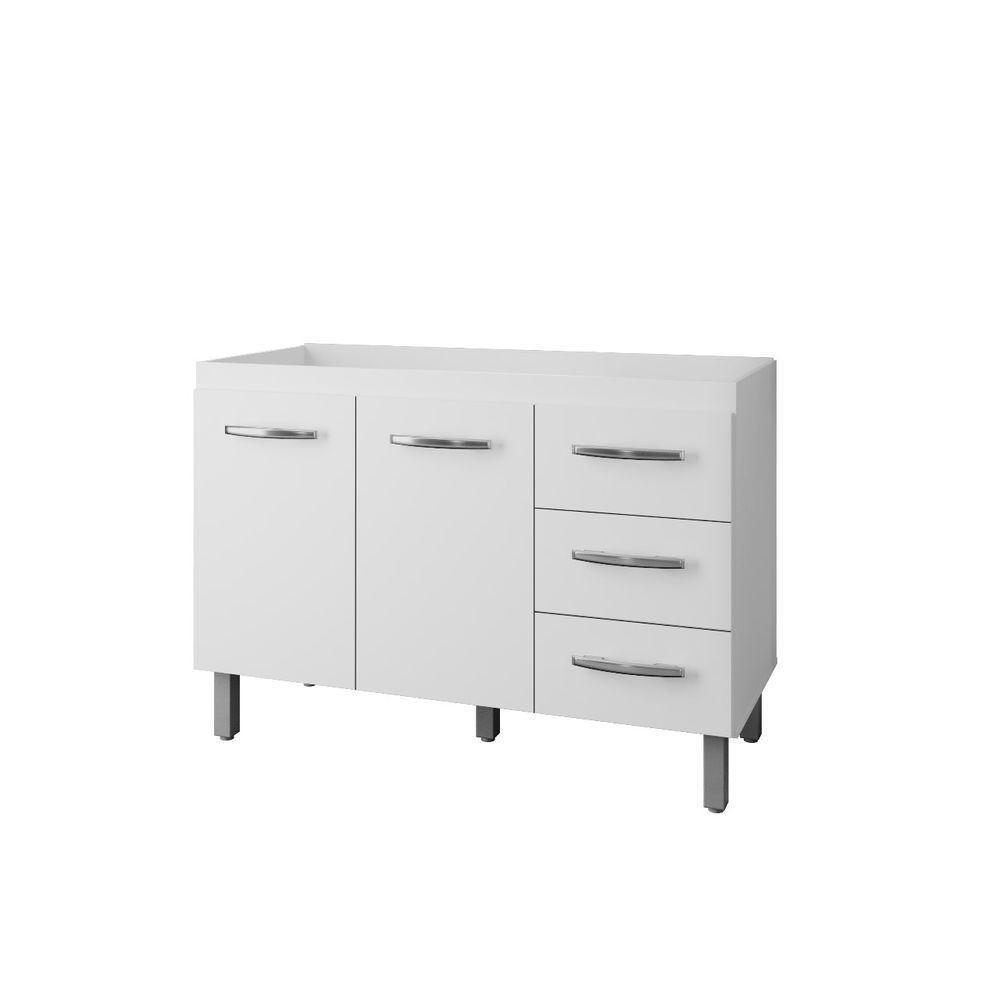 Balcão Para Pia De Cozinha 1,20m Bianca Com 2 Portas E 3 Gavetas Branco - Moblis - 1