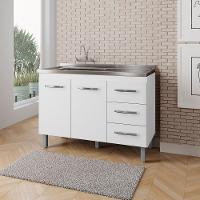 Balcão Para Pia De Cozinha 1,20m Bianca Com 2 Portas E 3 Gavetas Branco - Moblis - 3