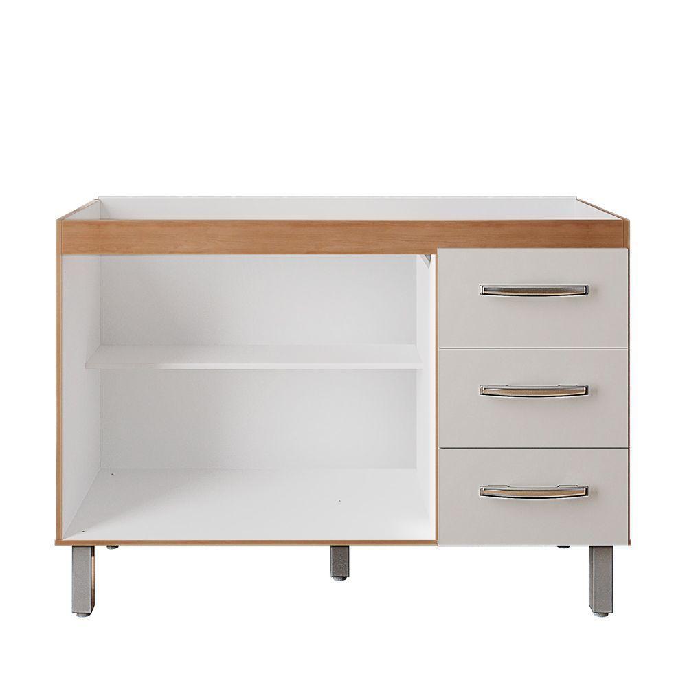 Balcão Para Pia De Cozinha 1,20m Bianca Com 2 Portas E 3 Gavetas Savana/off White - Moblis - 3