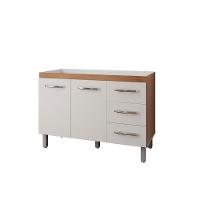 Balcão Para Pia De Cozinha 1,20m Bianca Com 2 Portas E 3 Gavetas Savana/off White - Moblis - 1