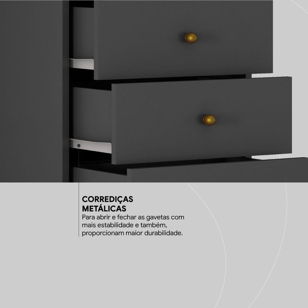 Mesa De Cabeceira 4 Gavetas Presense Amendola/grafito - Demóbile - 4