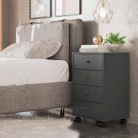 Mesa De Cabeceira 4 Gavetas Presense Amendola/grafito - Demóbile - 2