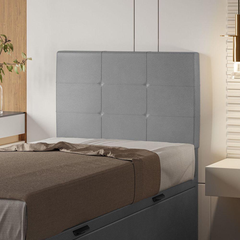 Cabeceira Estofada Solteiro 90 Cm Marte Corino - Skybox Cor Cinza - 1