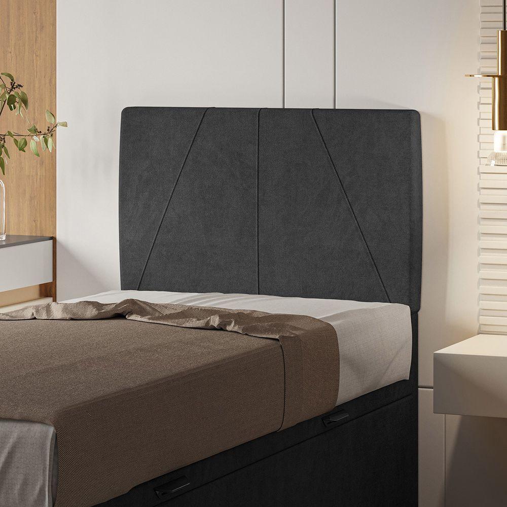 Cabeceira Estofada Solteiro 90 Cm Júpiter Veludo - Skybox Cor Preto - 1