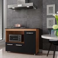 Balcão Para Cooktop 5 Bocas Com 3 Portas Ana Savana/preto - Moblis - 1