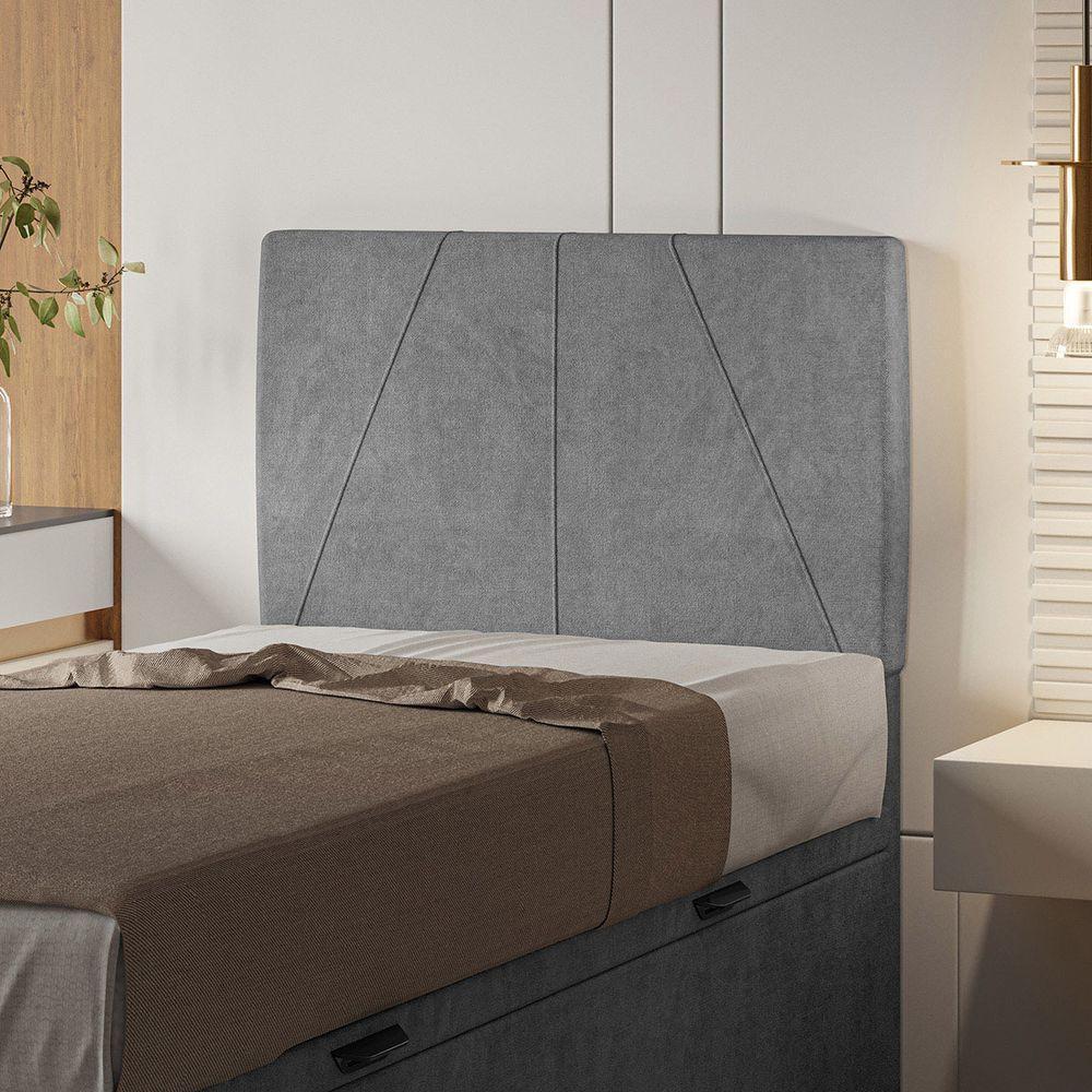 Cabeceira Estofada Solteiro 90 Cm Júpiter Veludo - Skybox Cor Cinza - 1