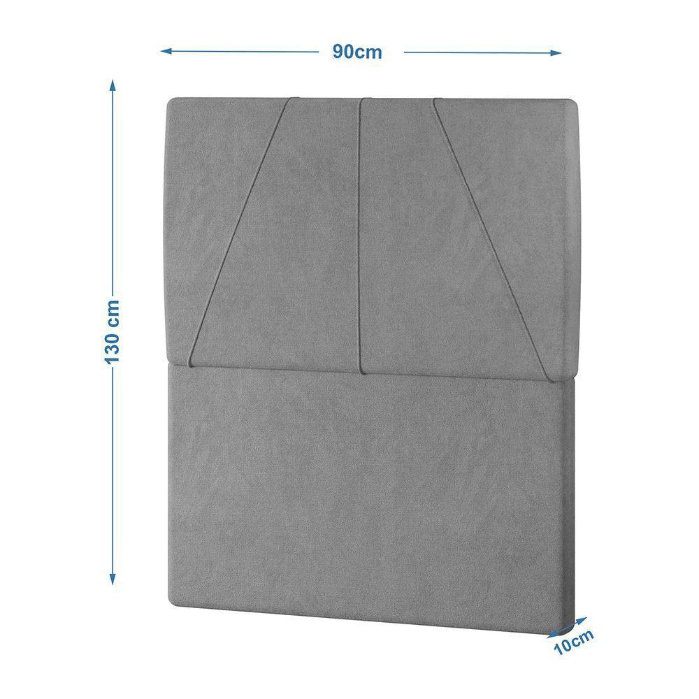 Cabeceira Estofada Solteiro 90 Cm Júpiter Veludo - Skybox Cor Cinza - 3