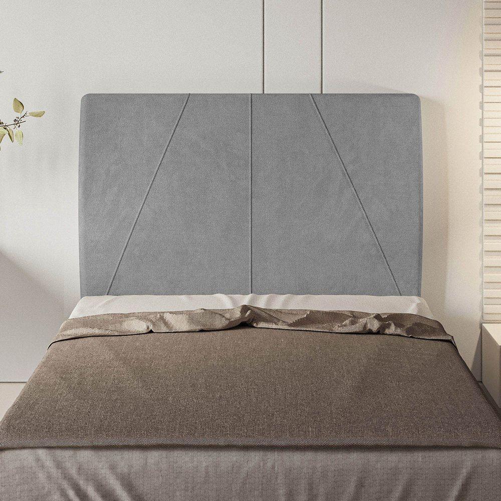 Cabeceira Estofada Solteiro 90 Cm Júpiter Veludo - Skybox Cor Cinza - 5