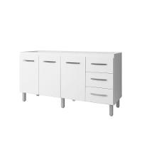 Balcão Para Pia De Cozinha 1,60m Emily Com 3 Portas E 3 Gavetas Branco - Moblis - 1