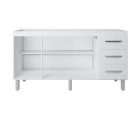 Balcão Para Pia De Cozinha 1,60m Emily Com 3 Portas E 3 Gavetas Branco - Moblis - 2