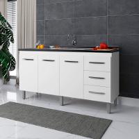 Balcão Para Pia De Cozinha 1,60m Emily Com 3 Portas E 3 Gavetas Branco - Moblis - 3