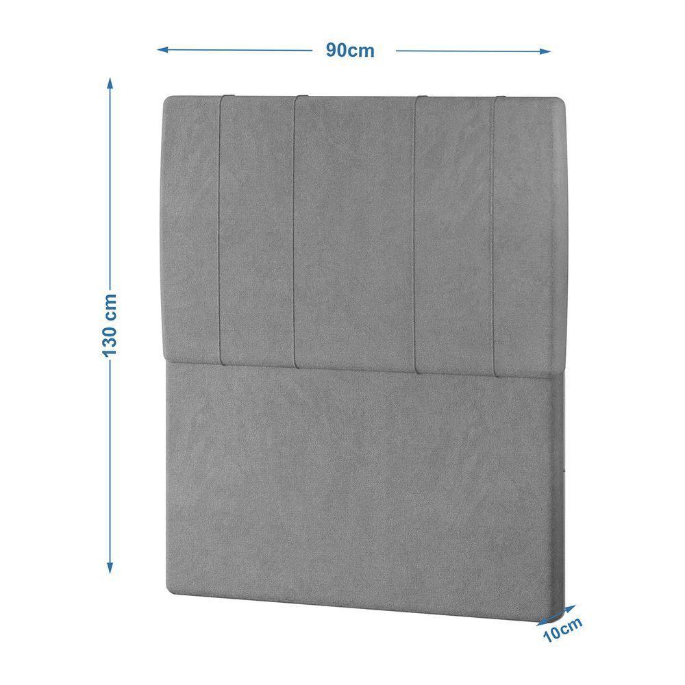 Cabeceira Estofada Solteiro 90 Cm Venus Veludo - Skybox Cor Cinza - 1