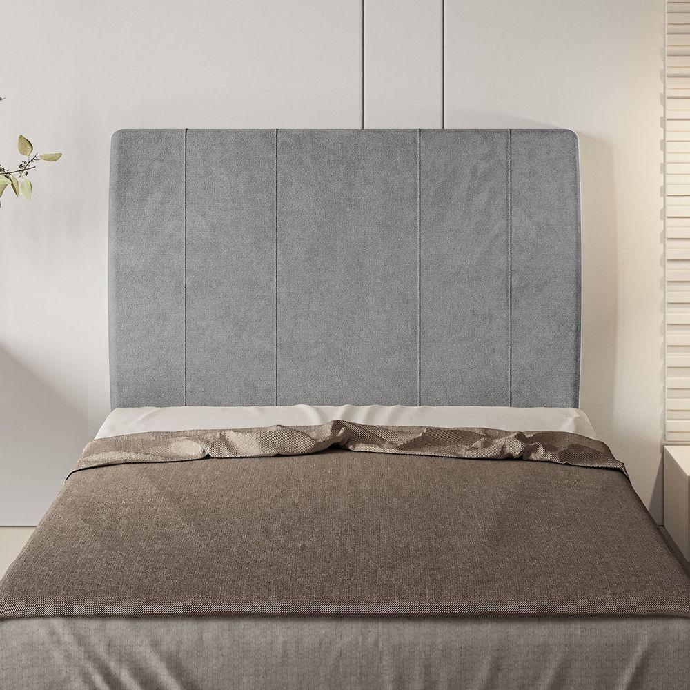 Cabeceira Estofada Solteiro 90 Cm Venus Veludo - Skybox Cor Cinza - 5