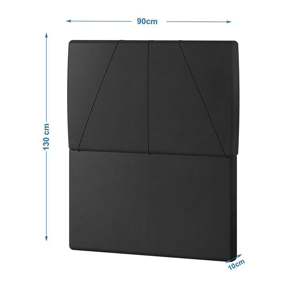 Cabeceira Estofada Solteiro 90 Cm Júpiter Corino - Skybox Cor Preto - 6
