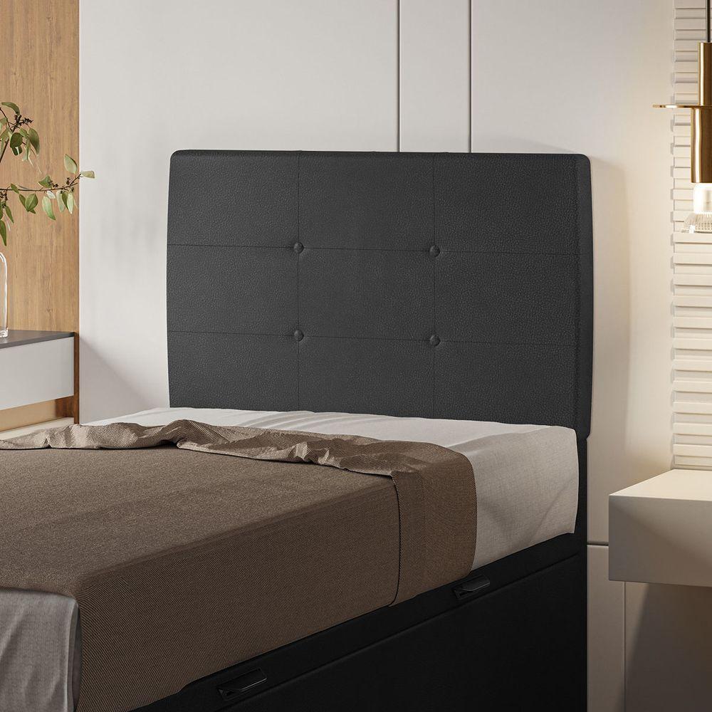 Cabeceira Estofada Solteiro 90 Cm Terra Corino - Skybox Cor Preto - 1