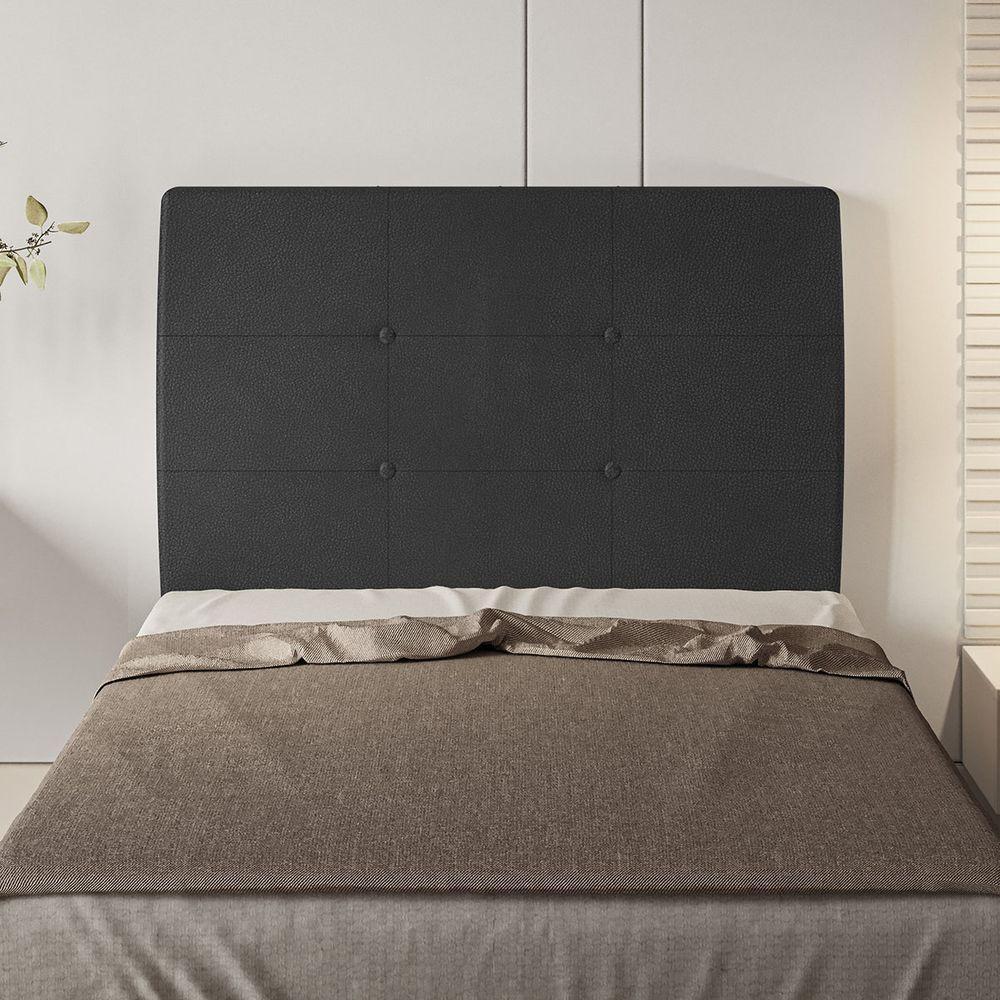 Cabeceira Estofada Solteiro 90 Cm Terra Corino - Skybox Cor Preto - 5