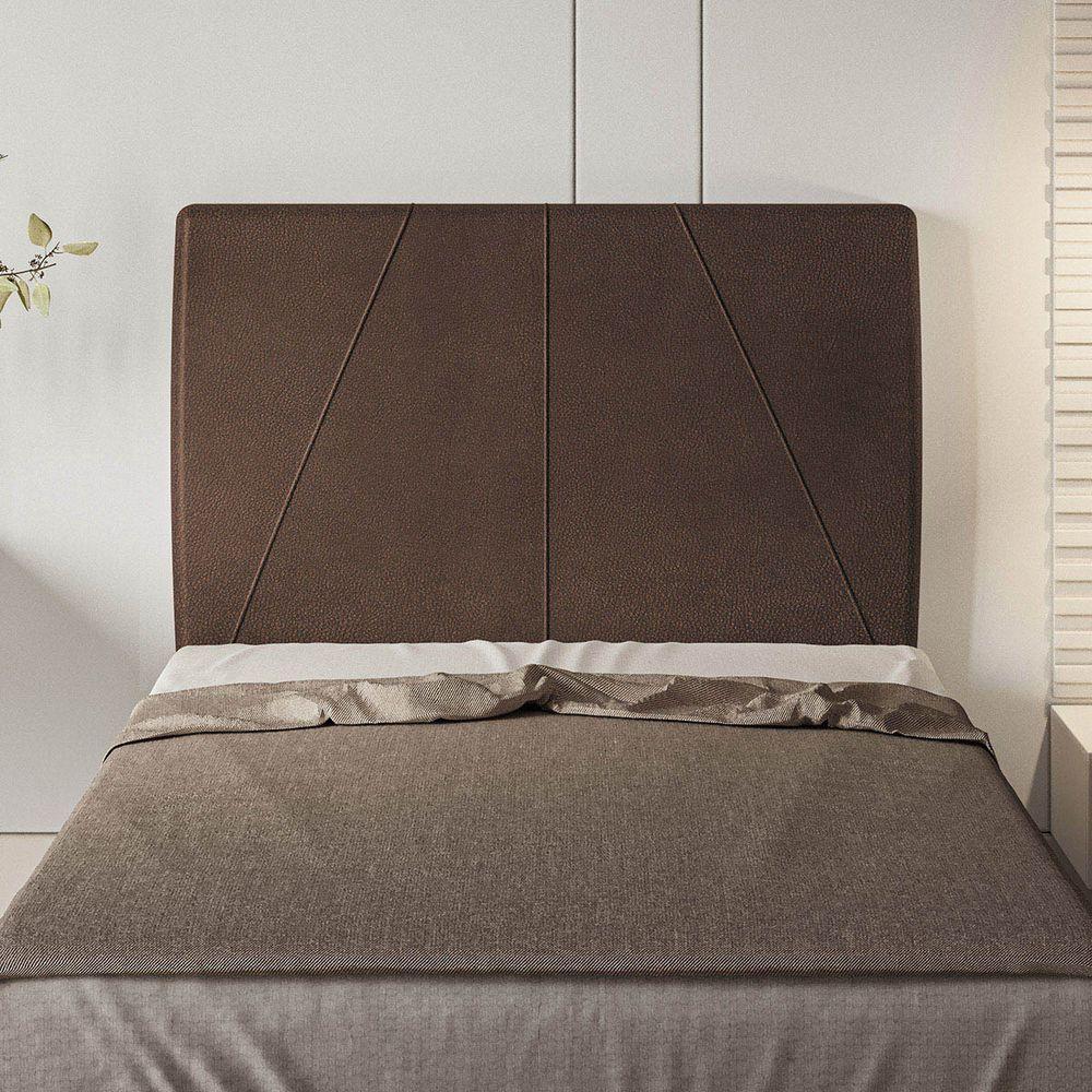 Cabeceira Estofada Solteiro 90 Cm Júpiter Corino - Skybox Cor Marrom - 3