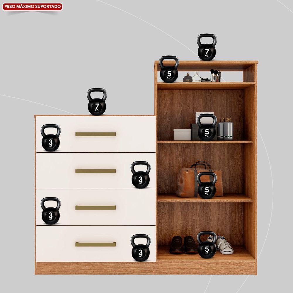 Cômoda 2 Portas E 4 Gavetas áurea Com Pés Amendola/off White - Demóbile - 2