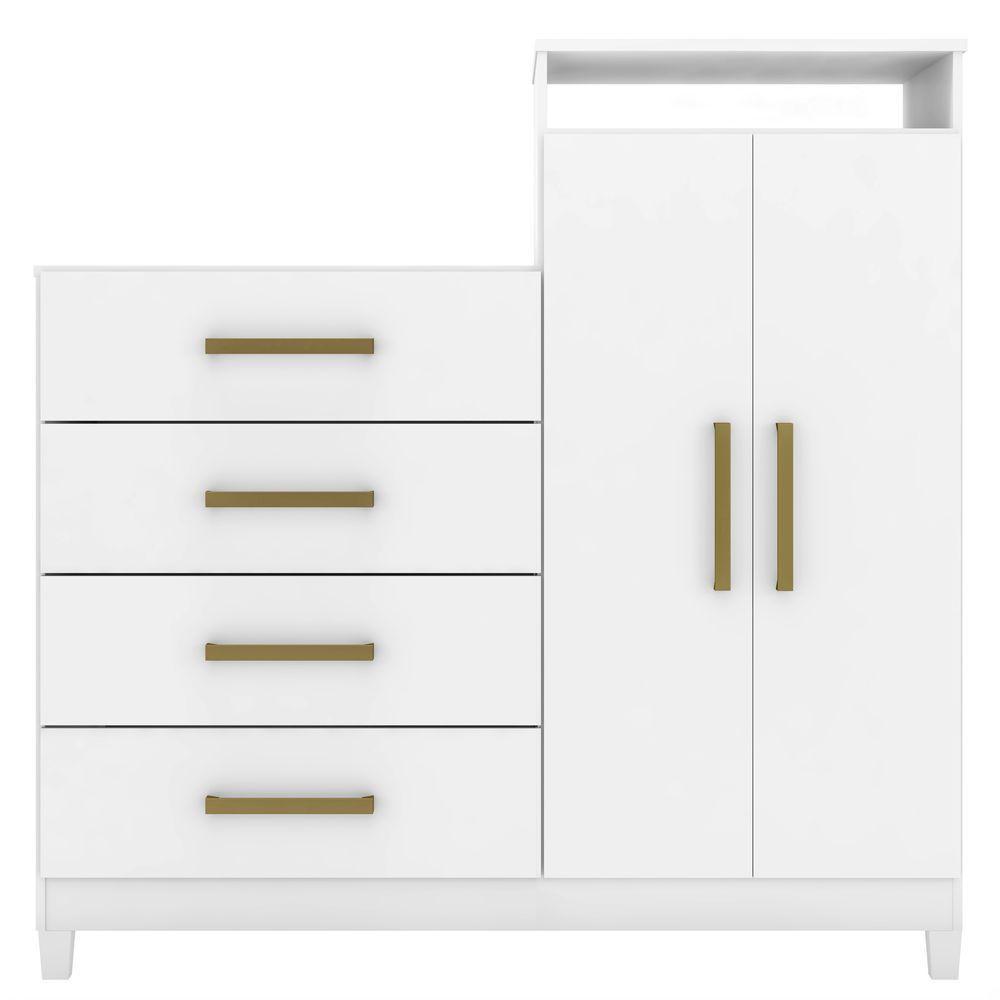 Cômoda 2 Portas E 4 Gavetas áurea Com Pés - Branco - Demóbile - 1