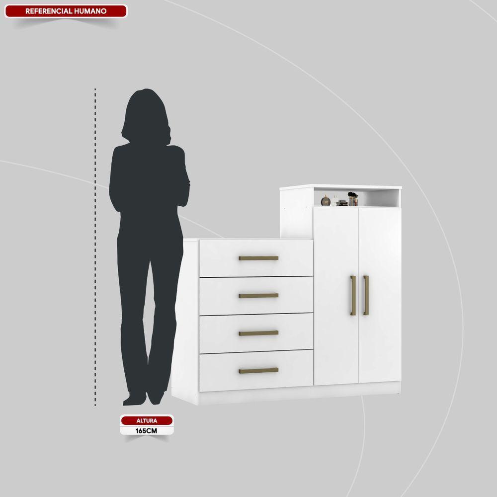 Cômoda 2 Portas E 4 Gavetas áurea Com Pés - Branco - Demóbile - 3