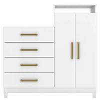 Cômoda 2 Portas E 4 Gavetas áurea Com Pés - Branco - Demóbile - 1