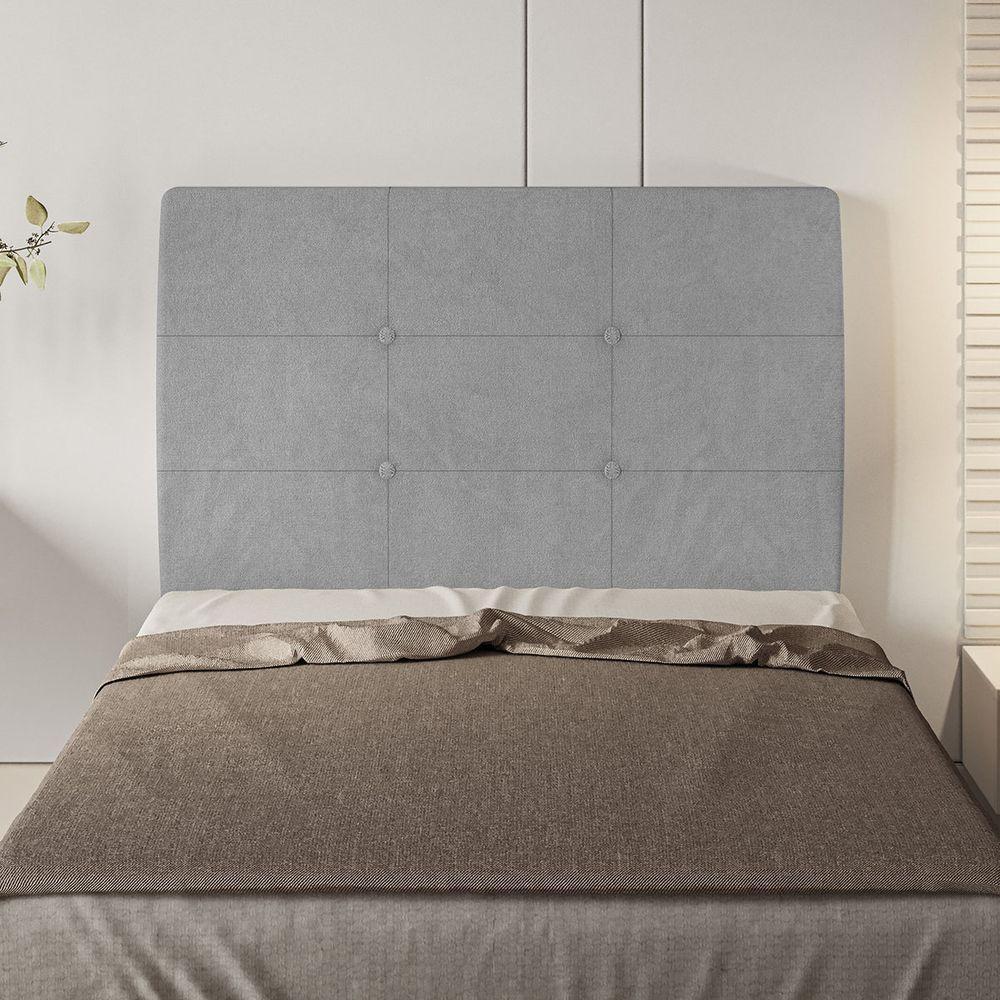 Cabeceira Estofada Solteiro 90 Cm Terra Veludo - Skybox Cor Cinza - 3