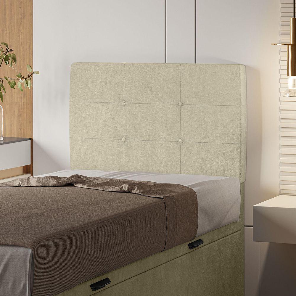 Cabeceira Estofada Solteiro 90 Cm Terra Veludo - Skybox Cor Bege - 1