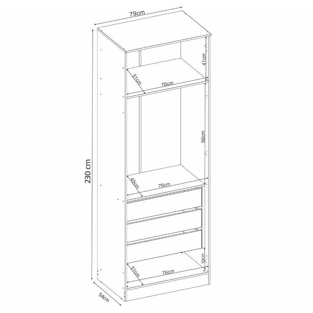 Armário 2 Portas Com Maleiro E 3 Gavetas Irlanda Amendola Touch/branco - Demartêz - 2