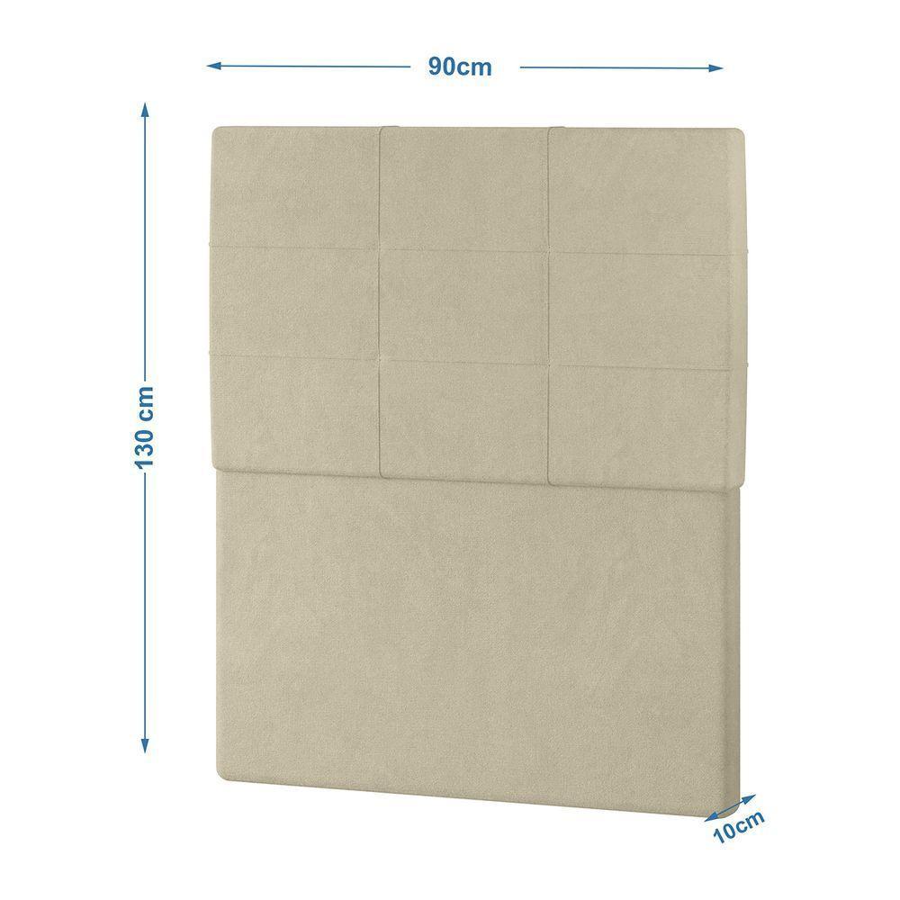 Cabeceira Estofada Solteiro 90 Cm Marte Veludo - Skybox Cor Bege - 1