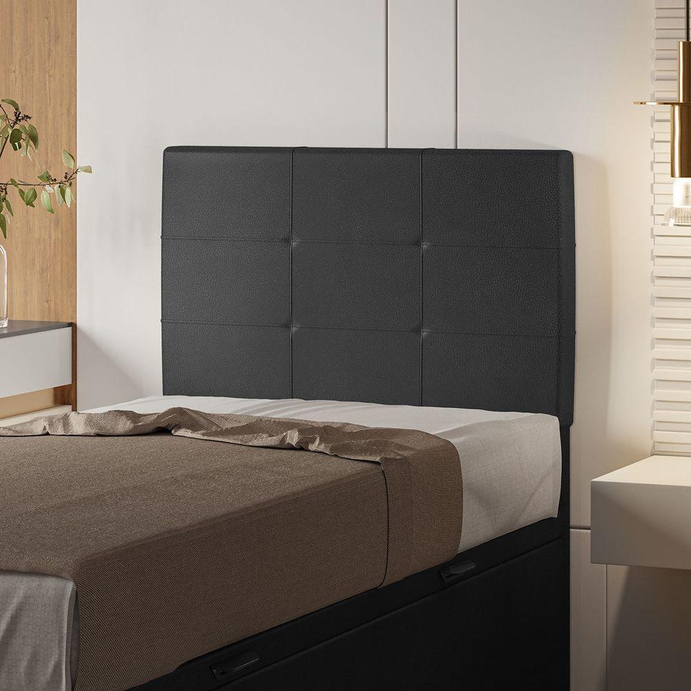Cabeceira Estofada Solteiro 90 Cm Marte Corino - Skybox Cor Preto - 4