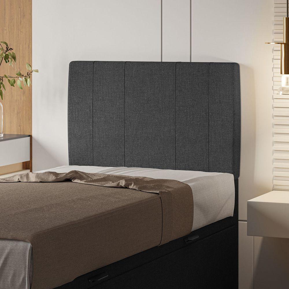 Cabeceira Estofada Solteiro 90 Cm Venus Linho - Skybox Cor Preto - 1