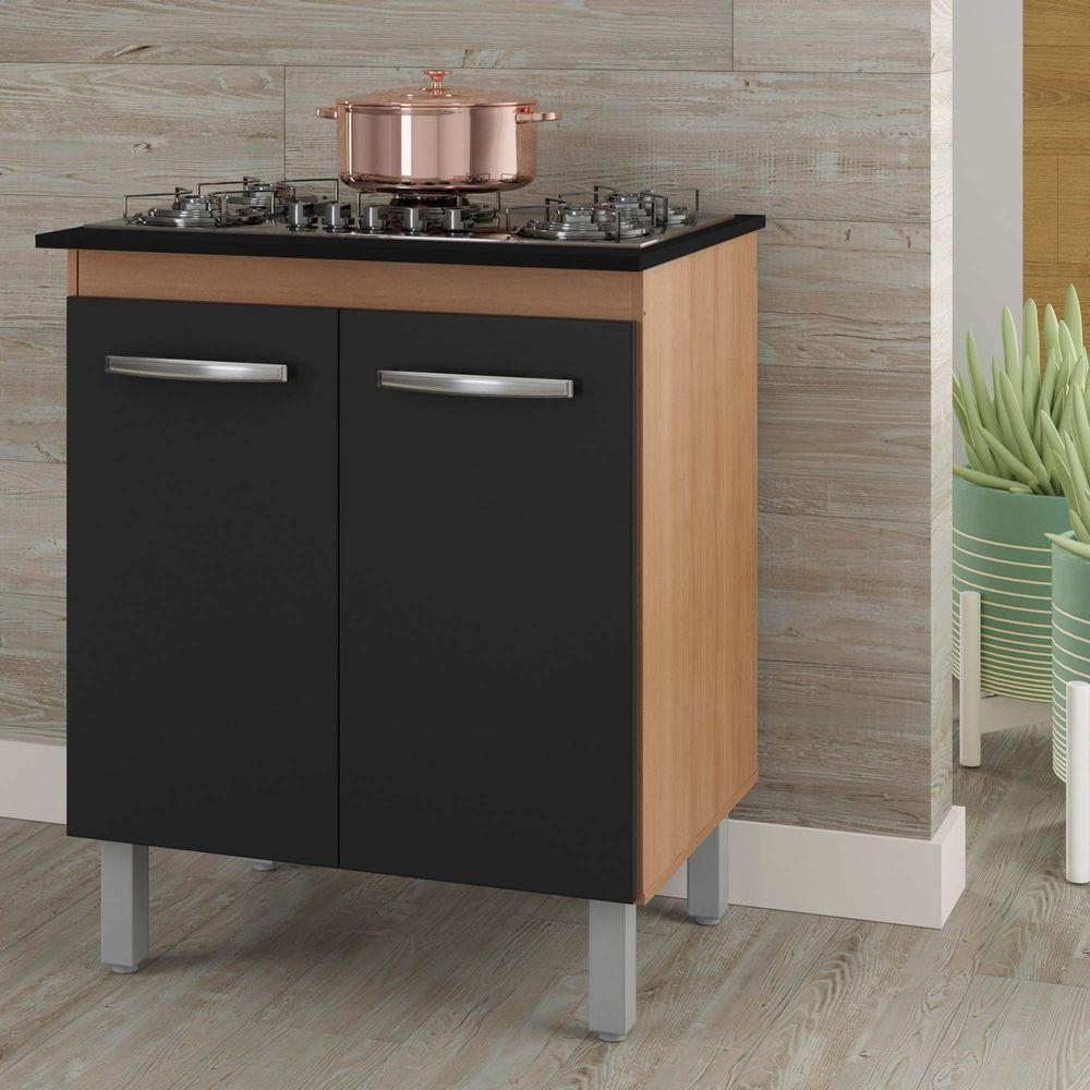 Balcão Cooktop 5 Bocas Com 2 Portas Jade Savana/preto - Moblis - 3