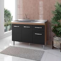 Balcão Para Pia 1,20m Anita Com 2 Portas E 2 Gavetas Savana/preto - Moblis - 3