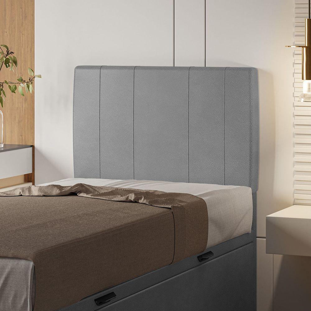 Cabeceira Estofada Solteiro 90 Cm Venus Corino - Skybox Cor Cinza - 5