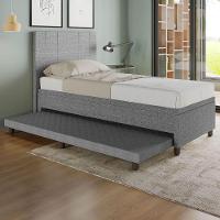 Base Box Solteiro Com Cama Auxiliar Com Colchão Conjugado Linho - Skybox Cor Cinza - 1