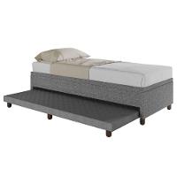 Base Box Solteiro Com Cama Auxiliar Com Colchão Conjugado Linho - Skybox Cor Cinza - 5