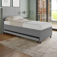 Base Box Solteiro Com Cama Auxiliar Com Colchão Conjugado Linho - Skybox Cor Cinza - 7