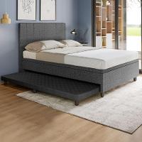 Base Box Casal Com Cama Auxiliar Com Colchão Conjugado Linho - Skybox Cor Preto - 1