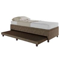 Base Box Solteiro Com Cama Auxiliar C/colchão Conjugado Veludo - Skybox Cor Marrom