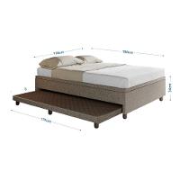 Base Box Casal Com Cama Auxiliar Com Colchão Conjugado Linho - Skybox Cor Marrom - 5
