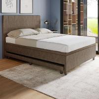 Base Box Casal Com Cama Auxiliar Com Colchão Conjugado Veludo - Skybox Cor Marrom - 6