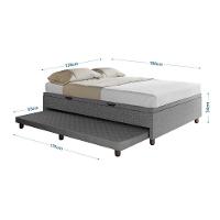 Base Cama Baú Casal Com Cama Auxiliar C/colchão Conjugado Linho - Skybox Cor Cinza - 5