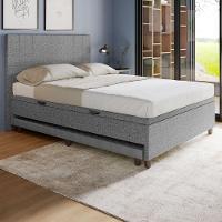 Base Cama Baú Casal Com Cama Auxiliar C/colchão Conjugado Linho - Skybox Cor Cinza - 6