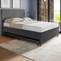 Base Box Casal Com Cama Auxiliar Com Colchão Conjugado Corino - Skybox Cor Preto - 6