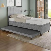 Base Box Solteiro Com Cama Auxiliar C/colchão Conjugado Veludo - Skybox Cor Cinza - 1